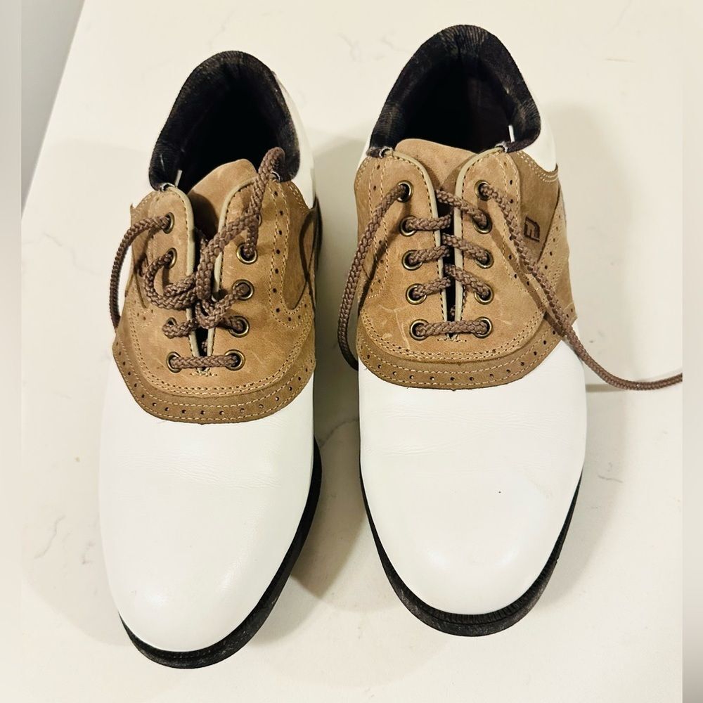Footjoy Soft Terrains Women Golf Leather White Saddle Comfort Spiked shoes 8M